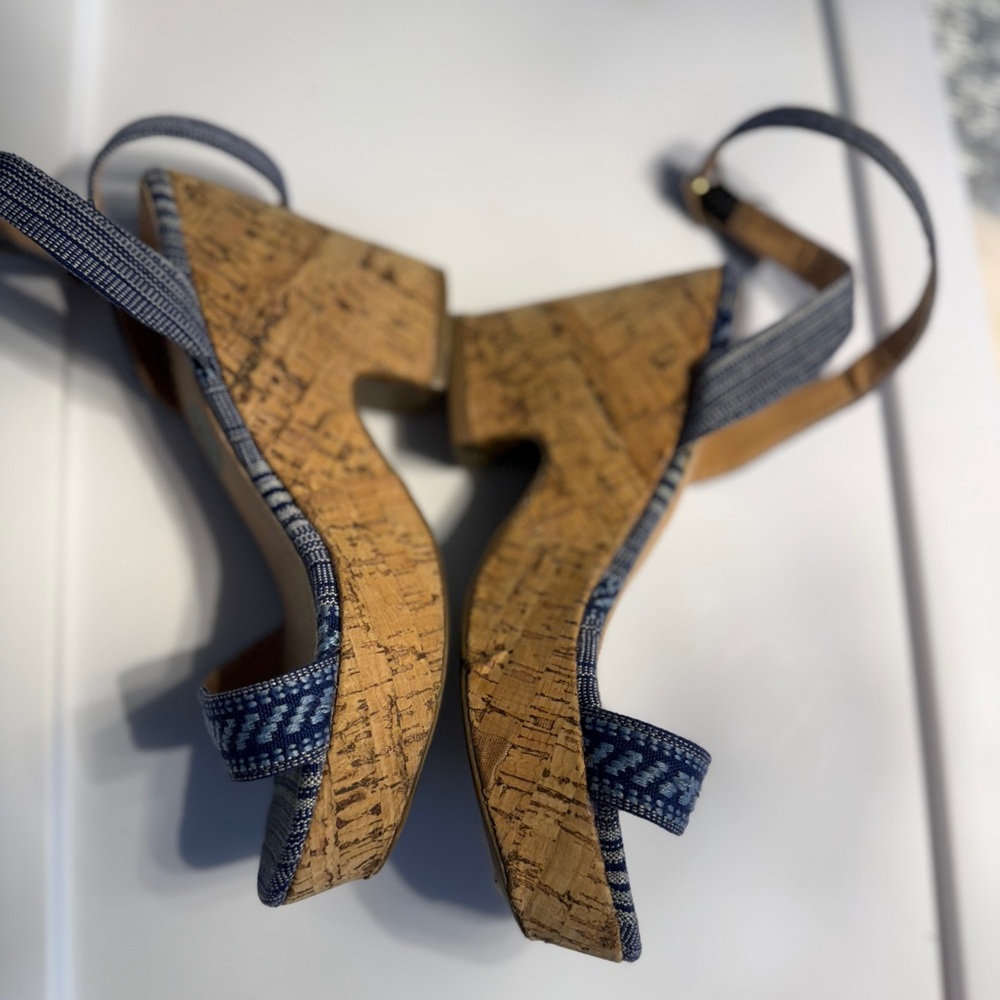 Blue Strappy Wedge Sandals size 7 - Picture 3 of 14